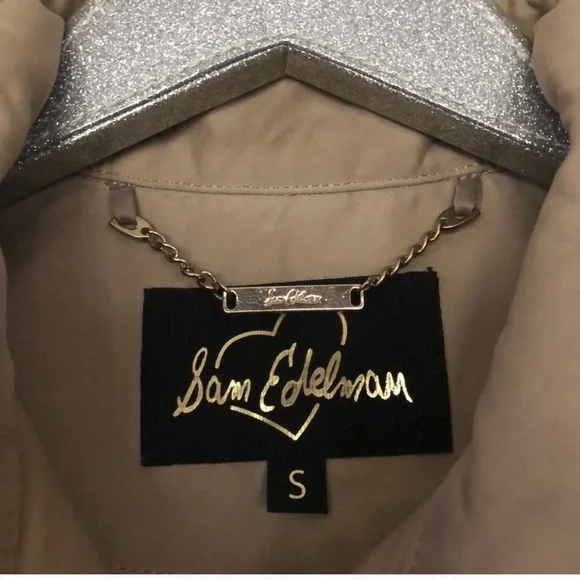 Sam Edelman Rhinestone Studded Tan Trench Coat - Picture 2 of 4